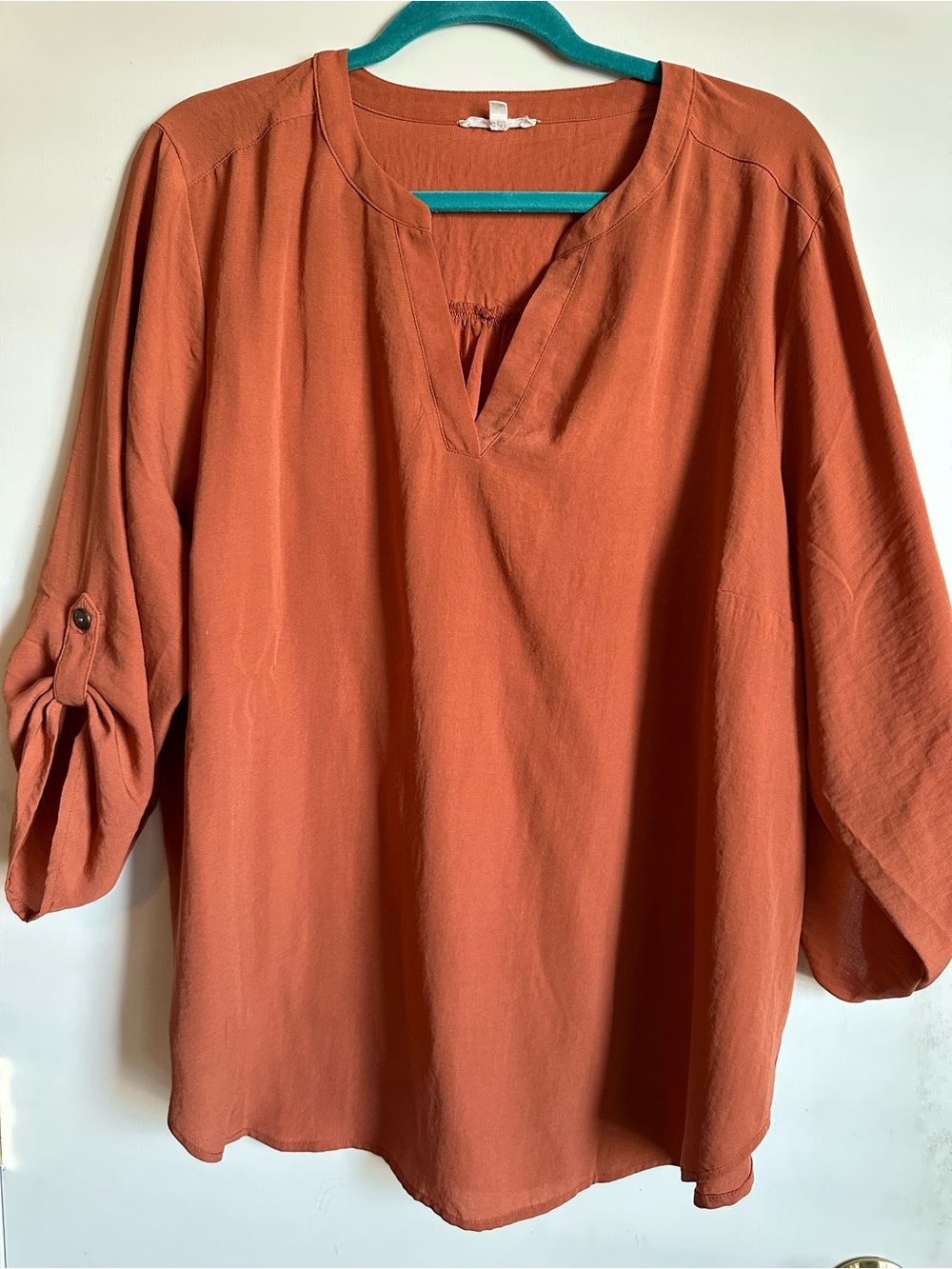 Maurices Rust Orange Split V-Neck Tunic